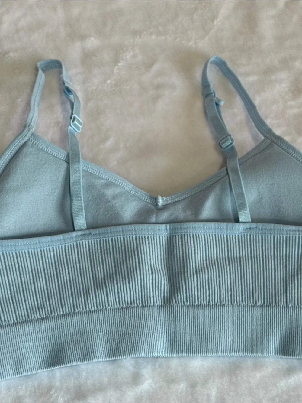 Light Blue Seamless Ribbed Girls' Bralette - Kids Accessories Underwear